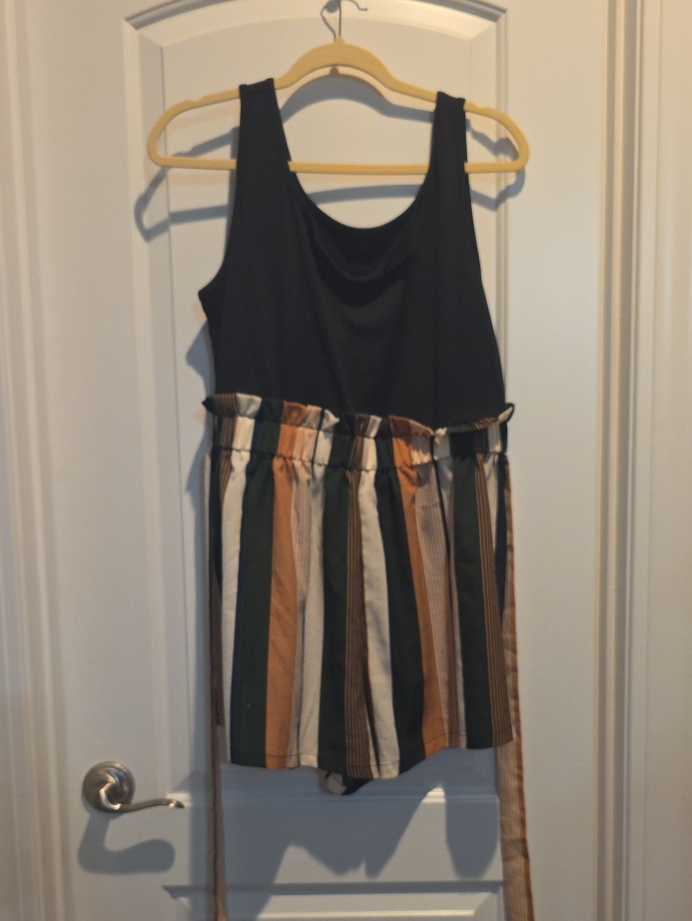 730 Black & Multi-Stripe Women's Romper